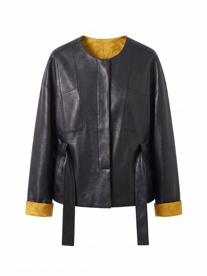 Reversible Vegan Leather & Floral Jacket