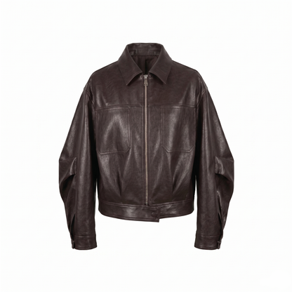 Vintage & Oversized & Relax Vegan Leather Jacket
