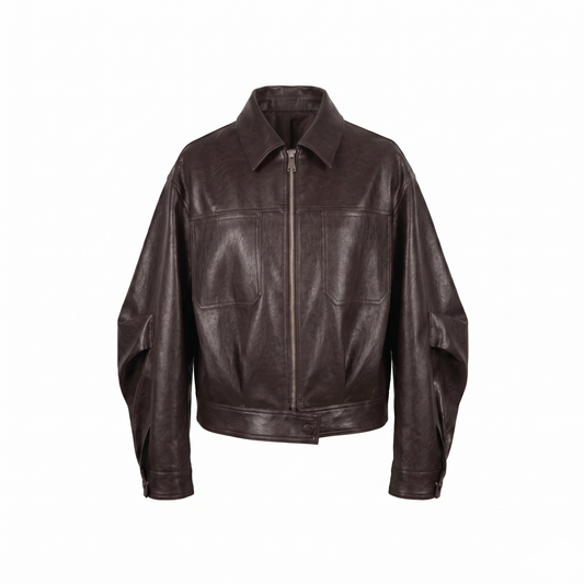 Vintage & Oversized & Relax Vegan Leather Jacket