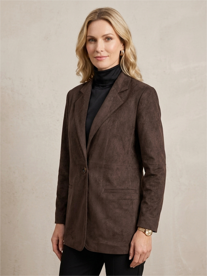 Vegan Suede Tailored Coat