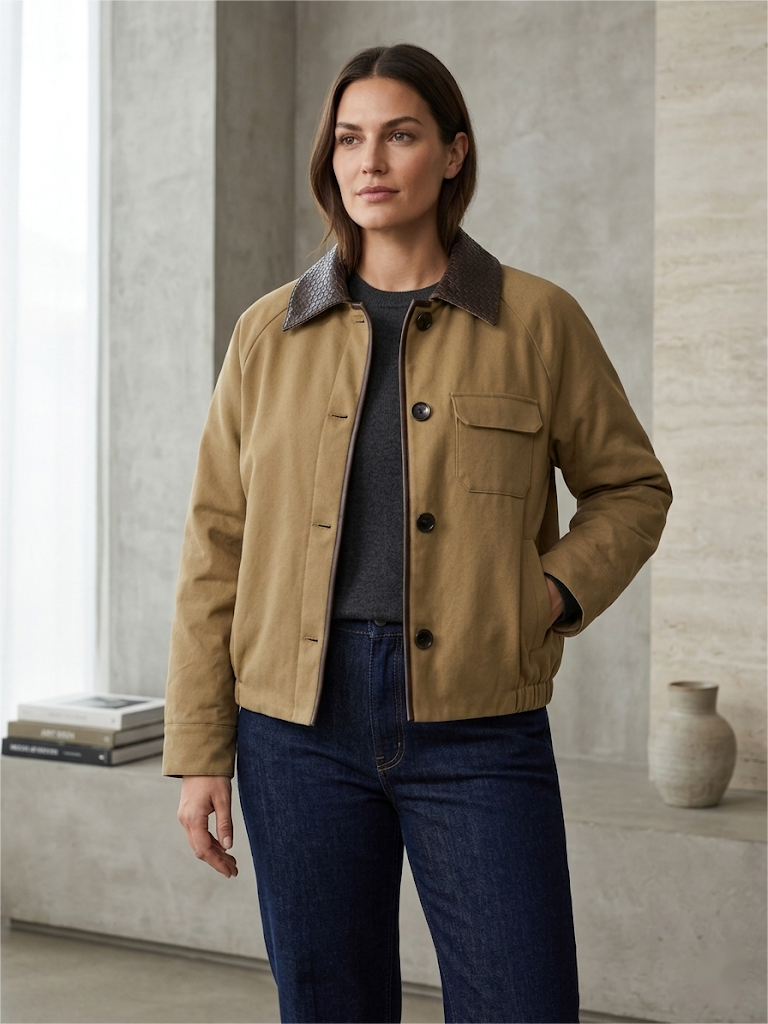 Leather Trimmed & Down Filled Jacket