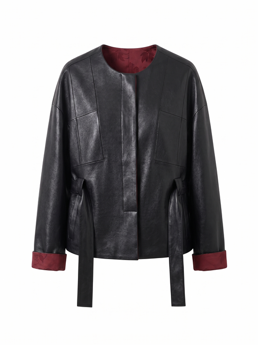 Reversible Vegan Leather & Floral Jacket