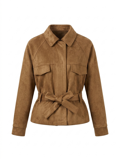 Belted Vegan Suede Jacket