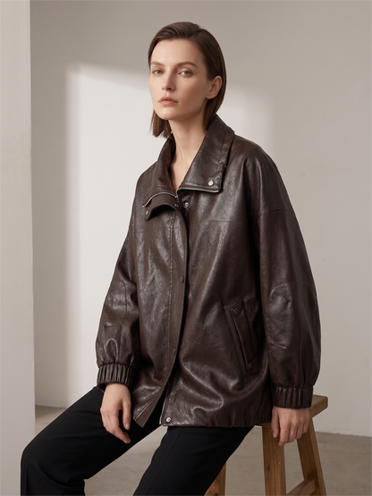 Oversized Vegan Leather Jacket
