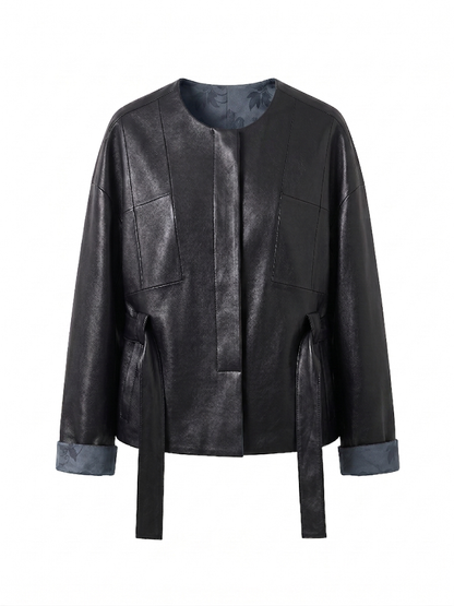 Reversible Vegan Leather & Floral Jacket