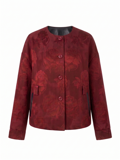 Reversible Vegan Leather & Floral Jacket