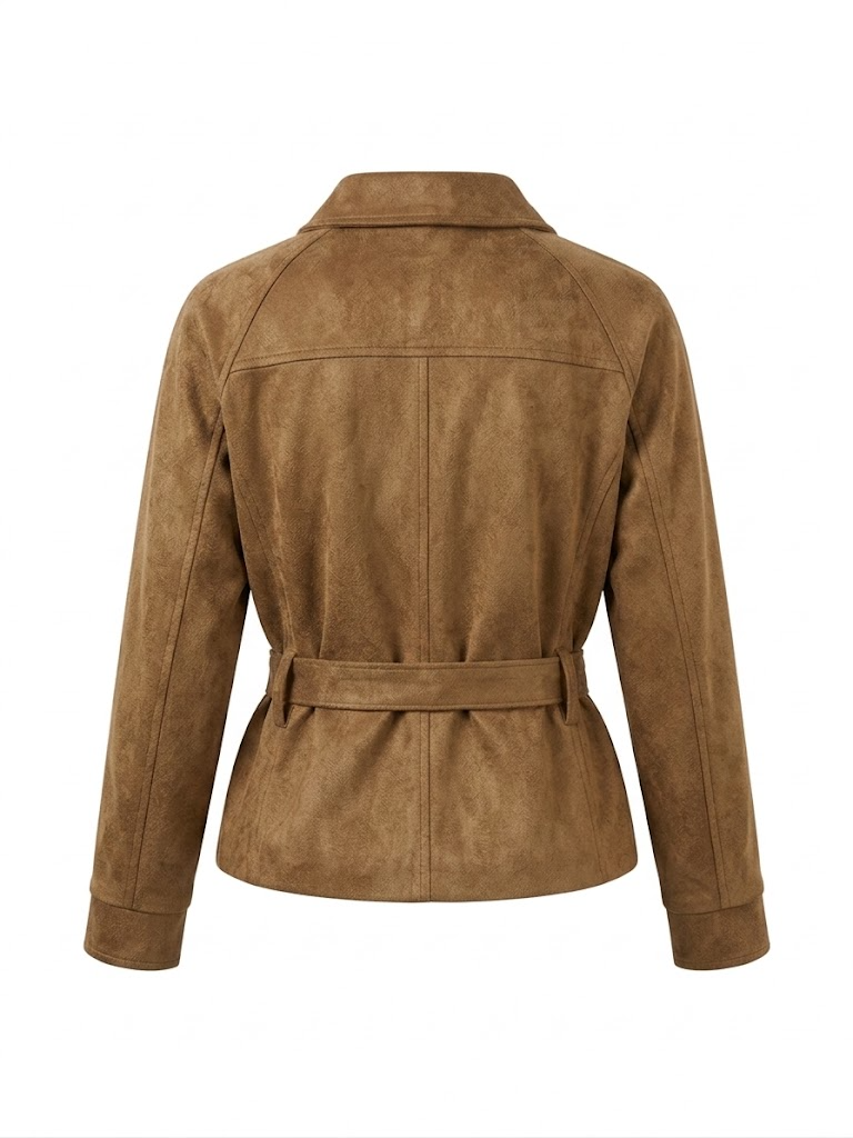 Belted Vegan Suede Jacket