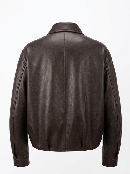 Vintage & Oversized & Relax Vegan Leather Jacket