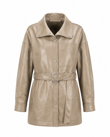 Vegan Leather Trench Coat