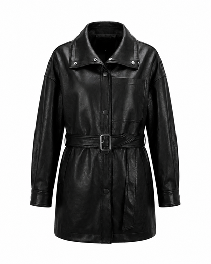 Vegan Leather Trench Coat