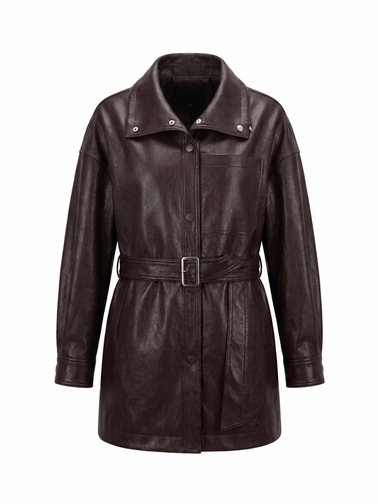 Vegan Leather Trench Coat