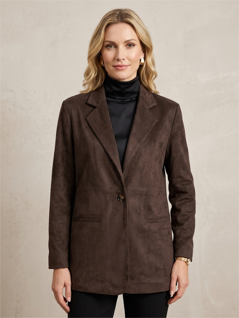 Vegan Suede Tailored Coat