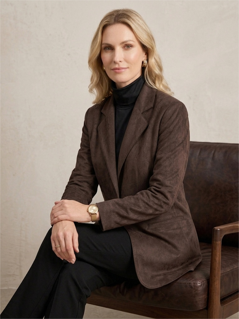 Vegan Suede Tailored Coat