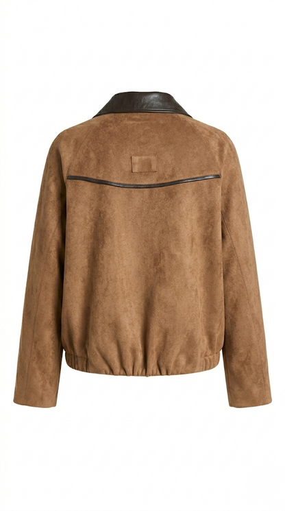 Vegan Leather Trimmed Relaxed Jacket