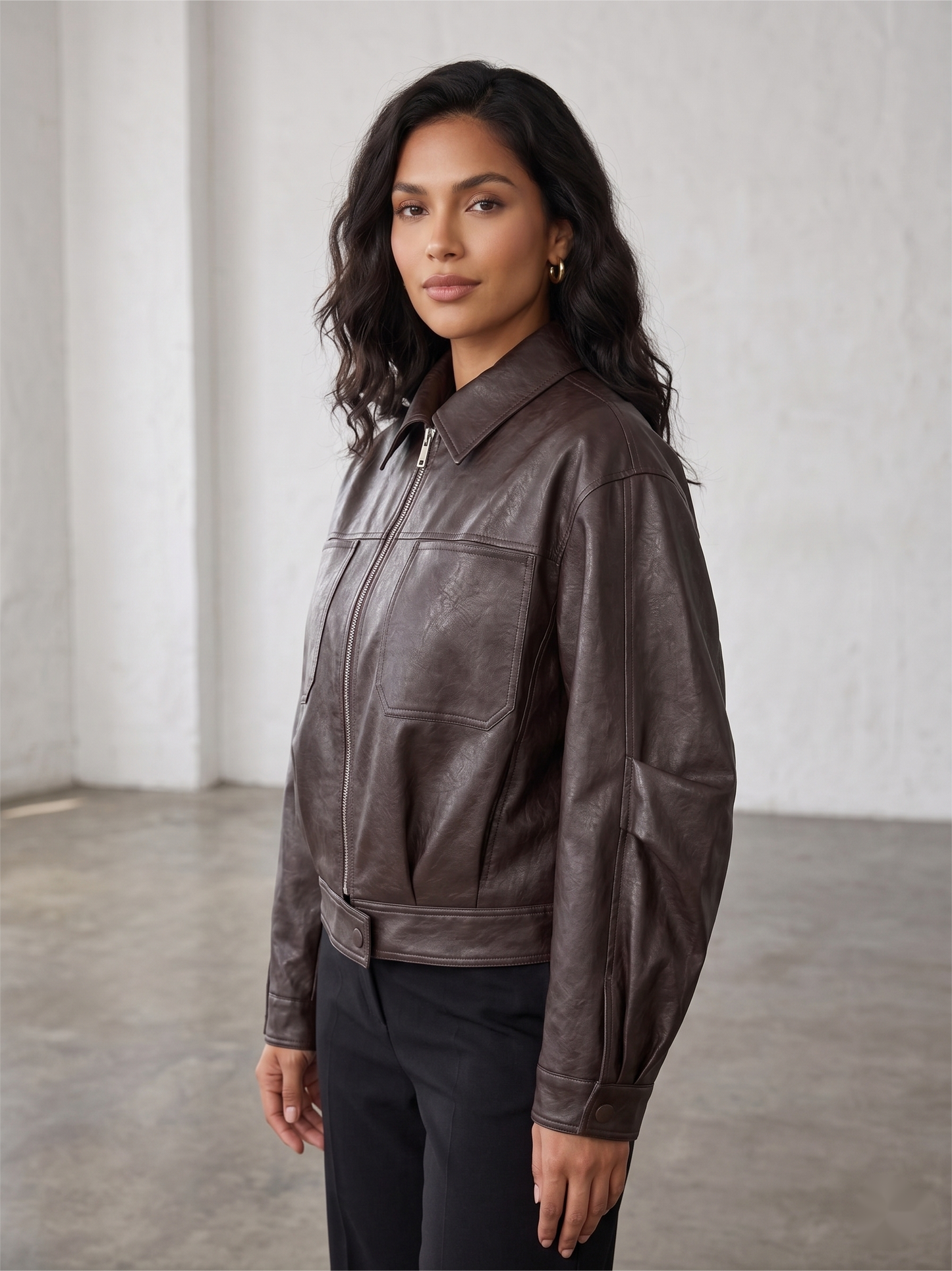 Vintage & Oversized & Relax Vegan Leather Jacket