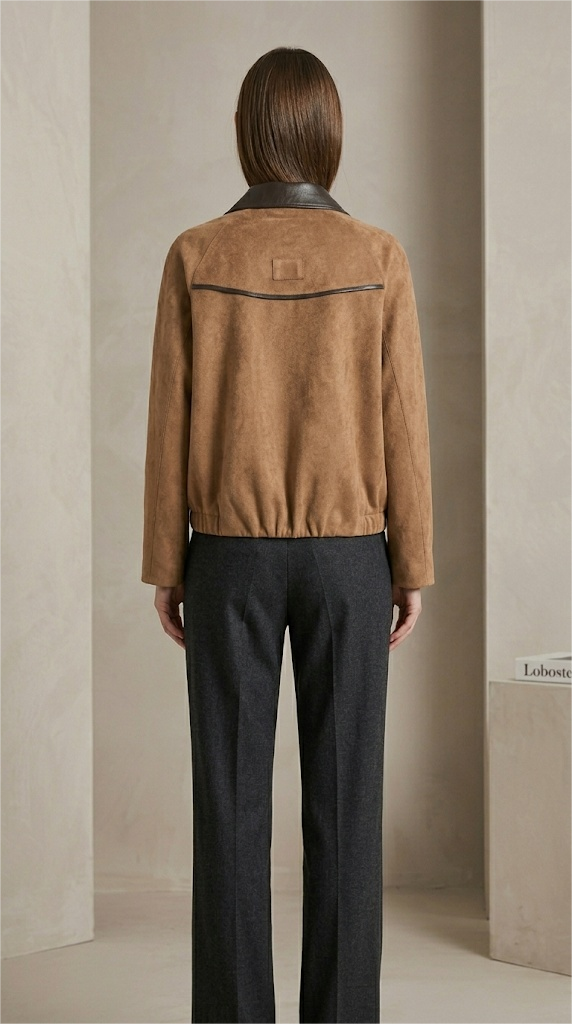 Vegan Leather Trimmed Relaxed Jacket