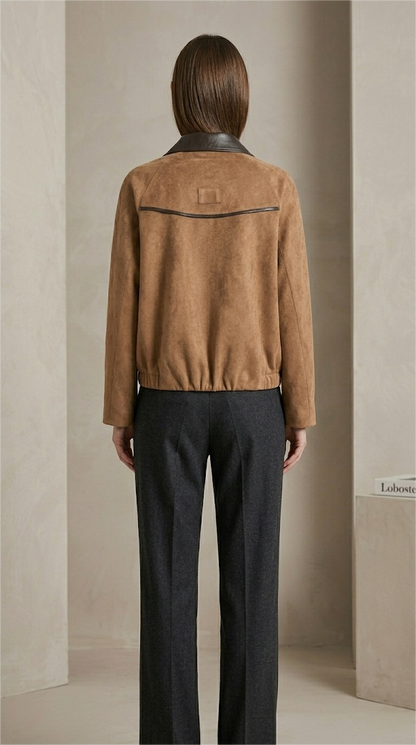 Vegan Leather Trimmed Relaxed Jacket