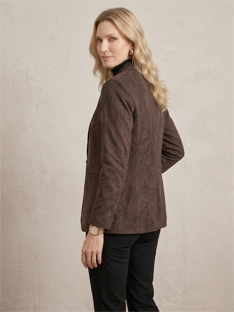 Vegan Suede Tailored Coat