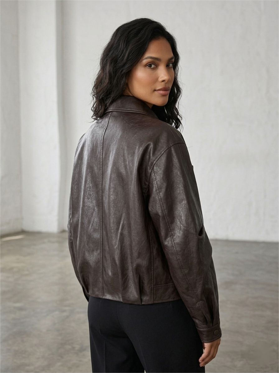Vintage & Oversized & Relax Vegan Leather Jacket